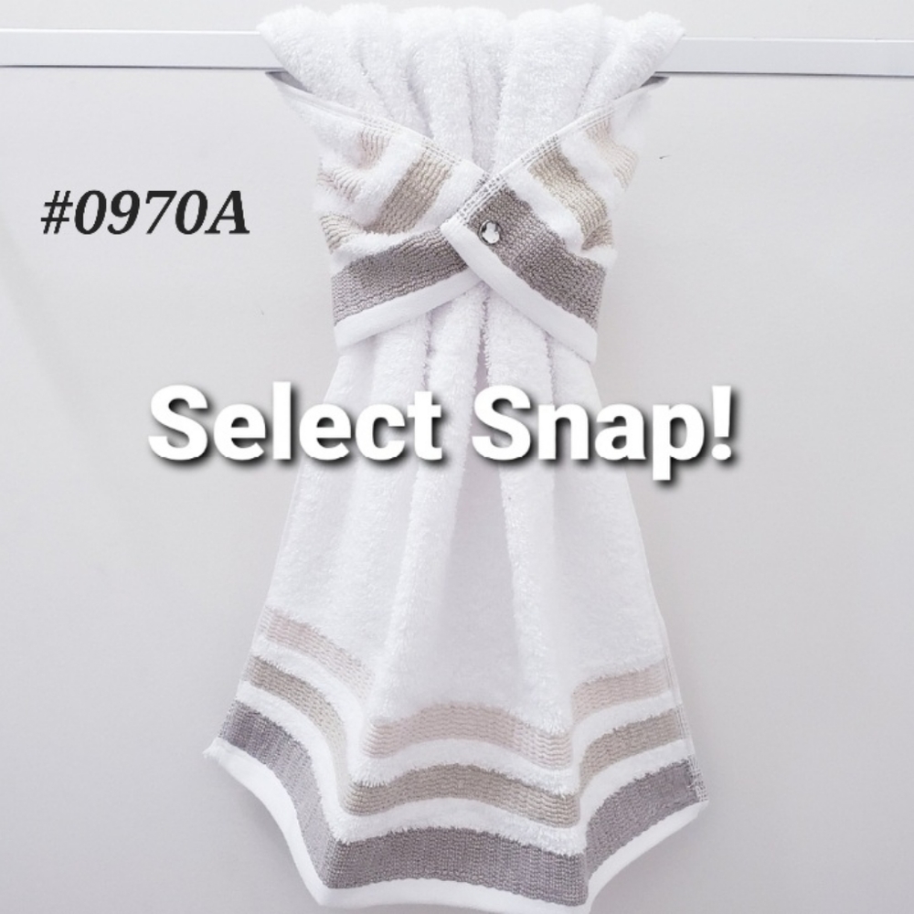 ❤️LAST 1❤️ #0970-A ■NEW Beige/Striped Hang'N'Snap Hand Towel 🤍Select Snap